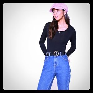 Nasty Gal Long Sleeve Crew Neck Bodysuit